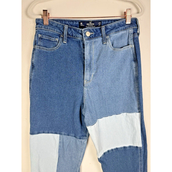 Hollister Patchwork Streetwear Hipster Relaxed Fit Ultra High Rise Mom Jeans - Picture 4 of 10